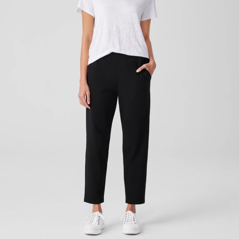 Eileen Fisher Ponte Casual Tapered Lounge Pants Black Size PP (XSP)